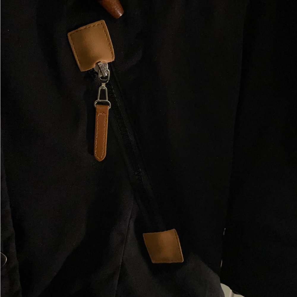 Black Hooded Jacket with Tan Accents - Picture 6 of 8